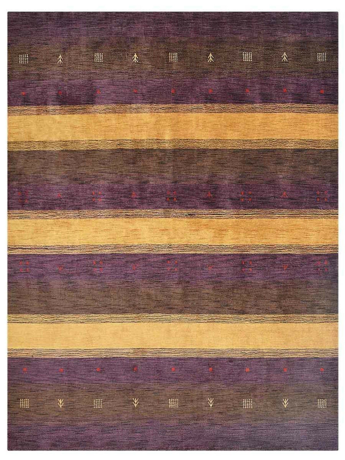 Eco-Friendly Hand Knotted Loom Wool Area Rug Contemporary Purple Gold BBL0A211