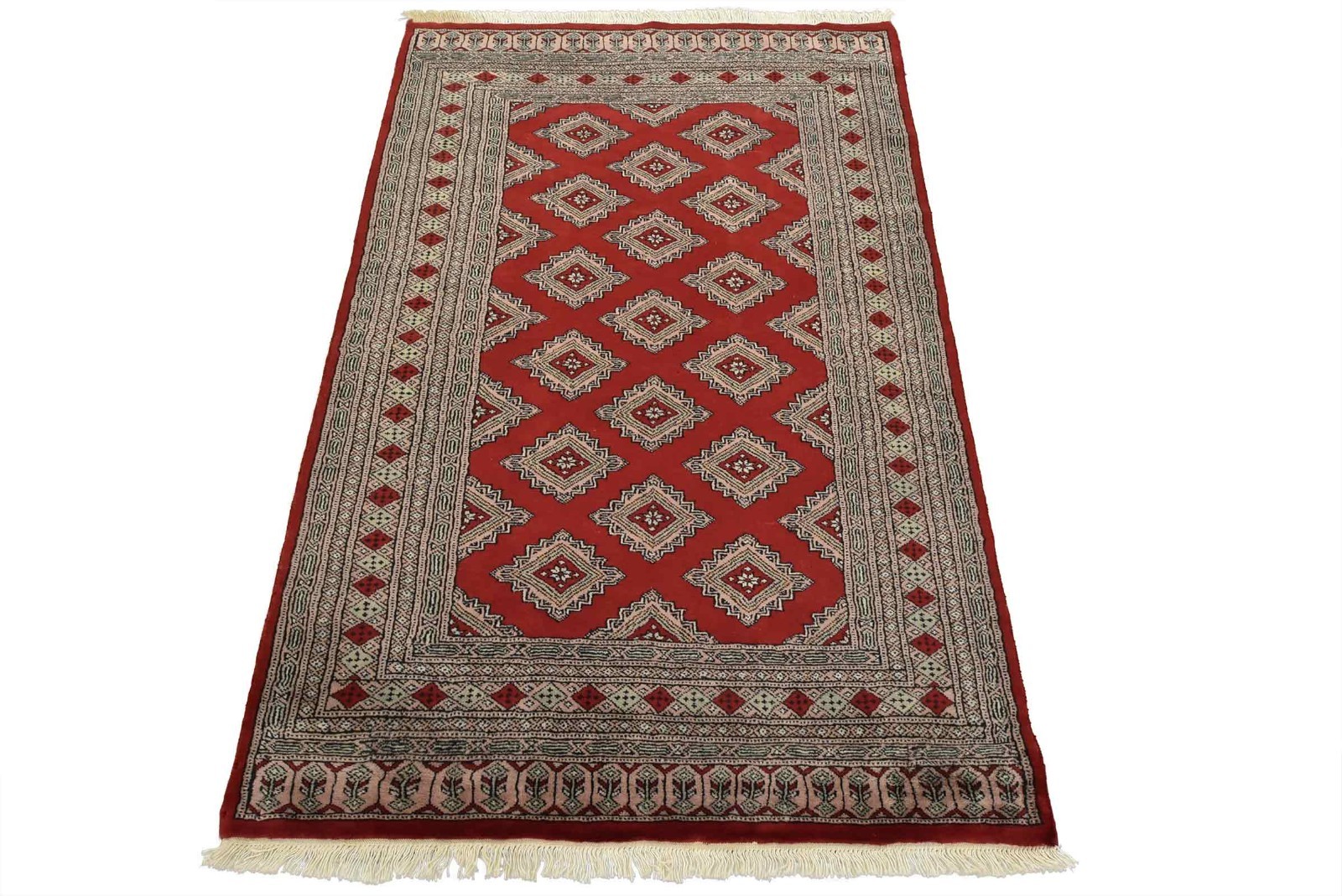Bokhara Jaldar Rug 4’1” x 6’3” Red Wool Tribal Hand-Knotted Oriental Carpet