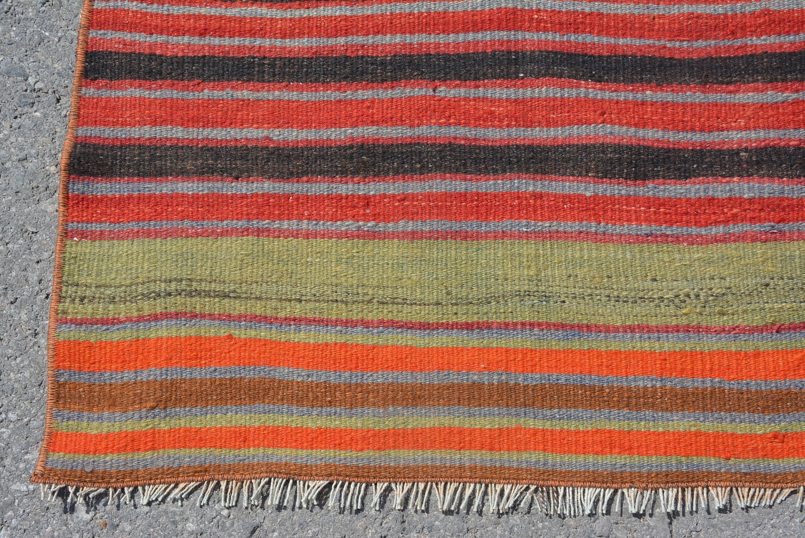 Turkish Vintage Rug 3,8×8,6 ft (117×262 cm), Kilim Red Wool Rug