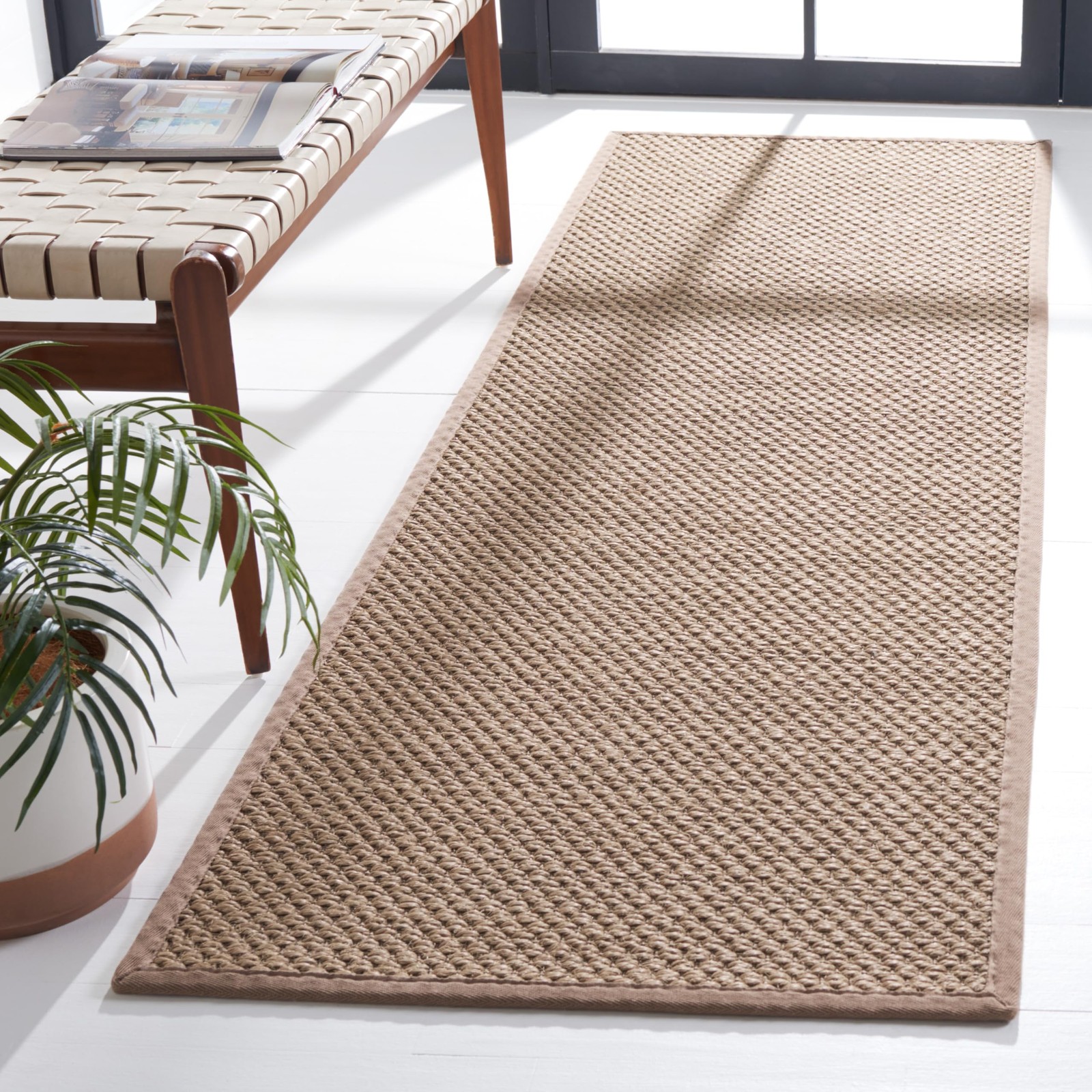 Natural Fiber Collection Runner Rug – 2’6″ x 6′, Natural & Grey, Rustic Farmh…