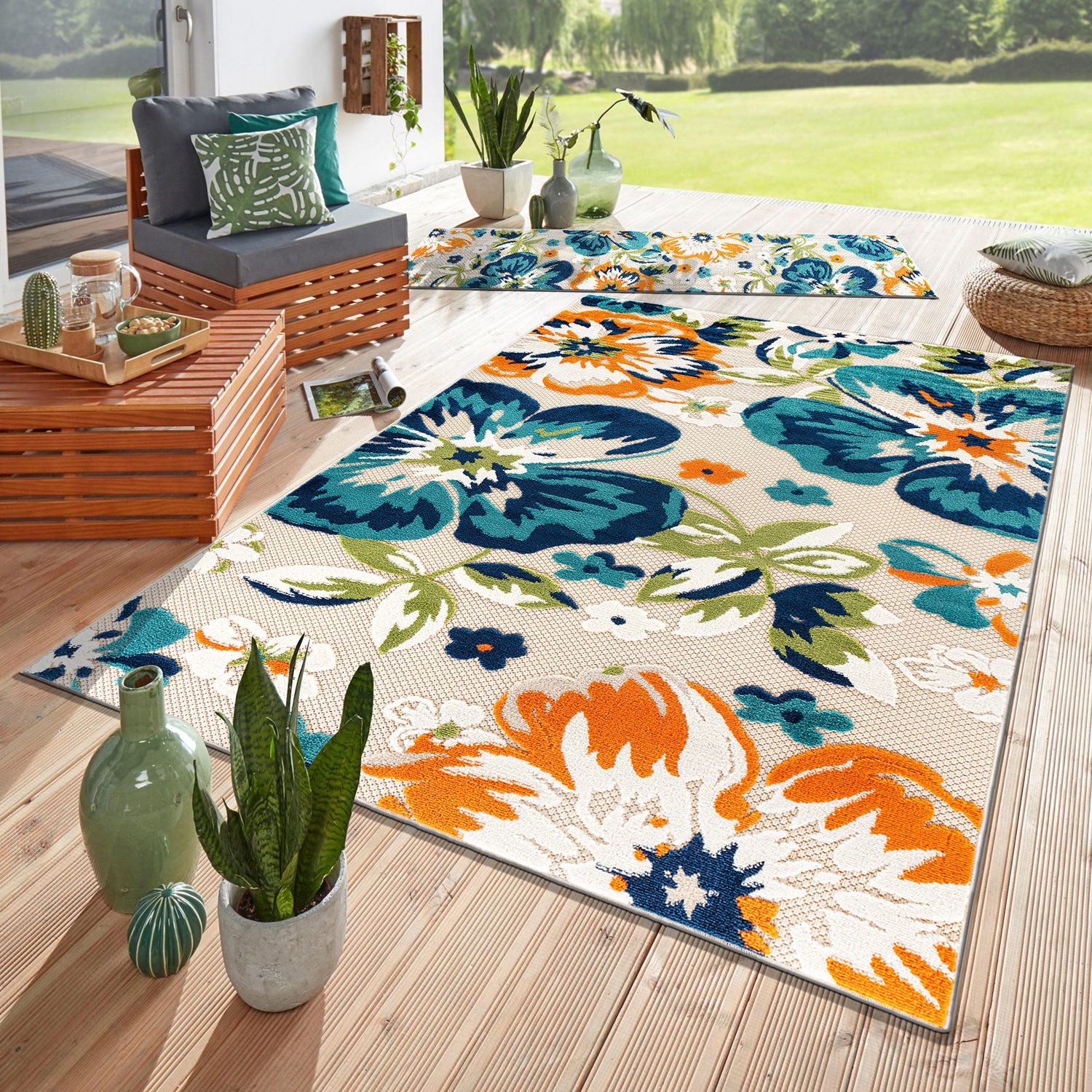 Rugshop Outdoor Carpet Bergamo Modern Floral Indoor/Outdoor Rugs Patio Rugs 8×10