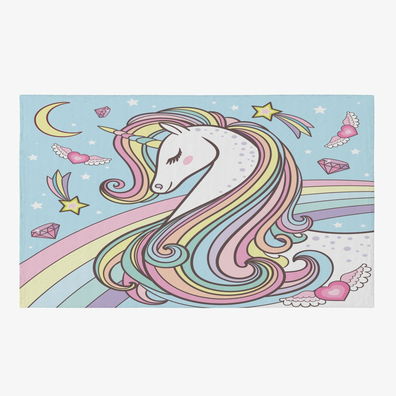 Unicorn Rug rainbow Rug blue kids Rug unicorns Floor Rug rainbow Rugs large