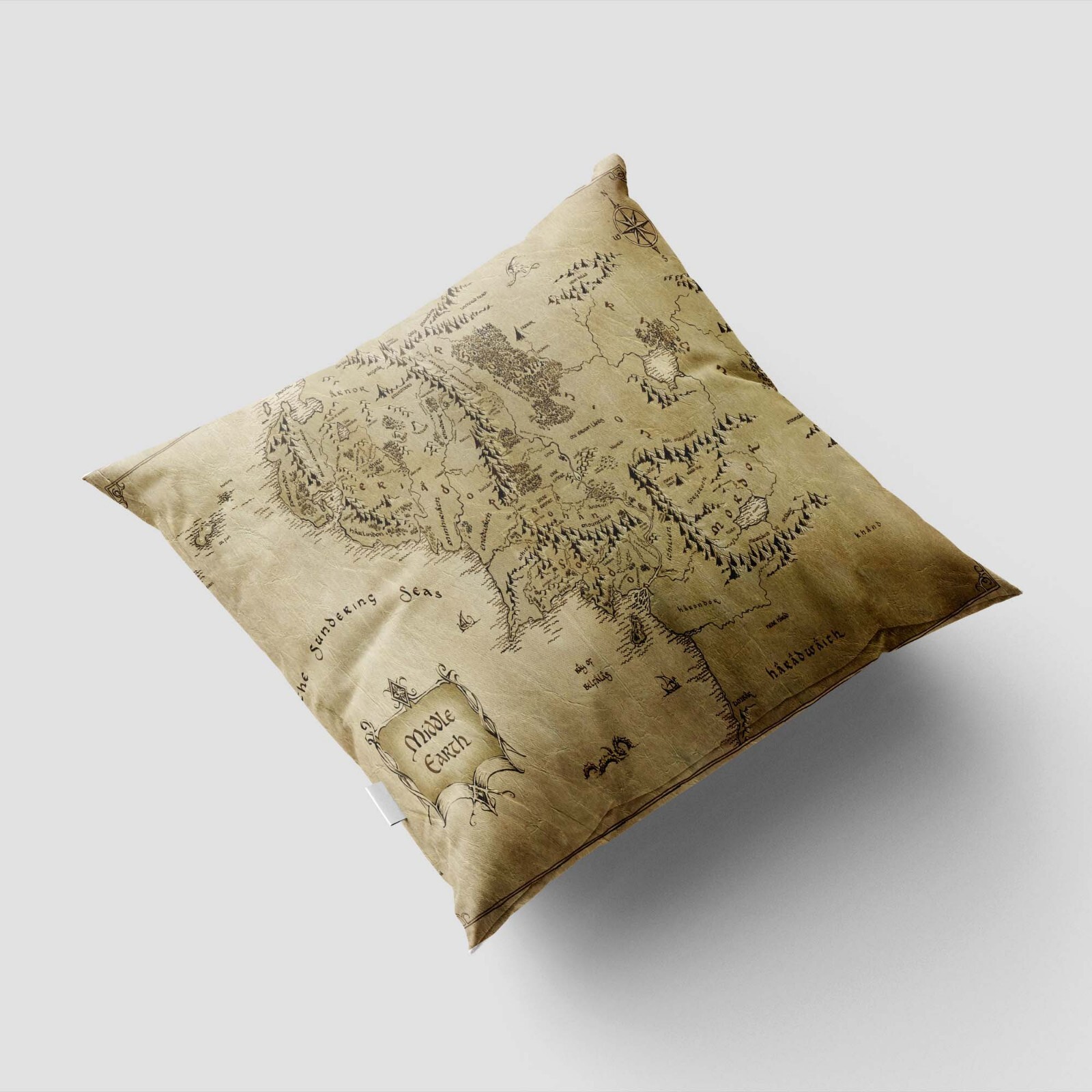 Middle Earth Map Pillow Cover, Lord of the Rings Cushion Cover, Fantasy Map