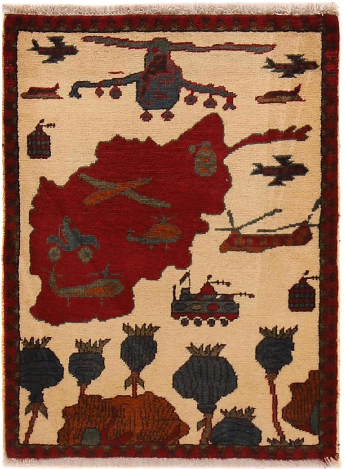 Hand Knotted Vintage Afghan War Opium Baluchi Wool Rug Beautiful Design 3 x 2 Ft