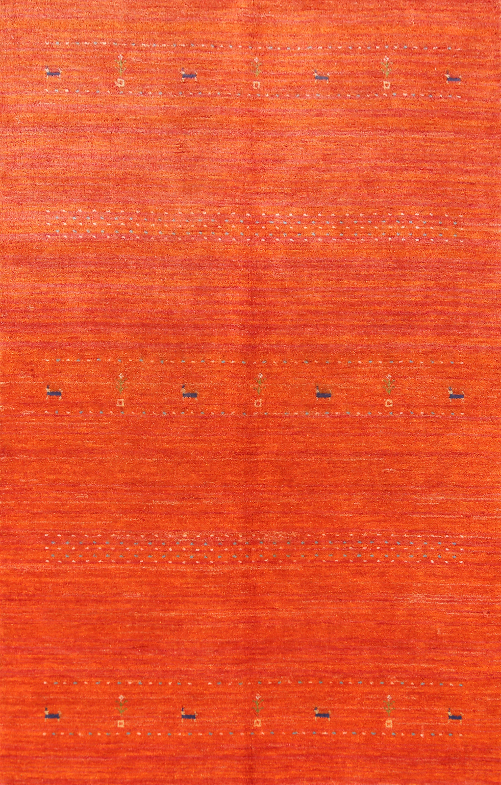Artisan-crafted Orange Gabbeh Rug Wool Handmade Bedroom Carpet 5×8 ft.