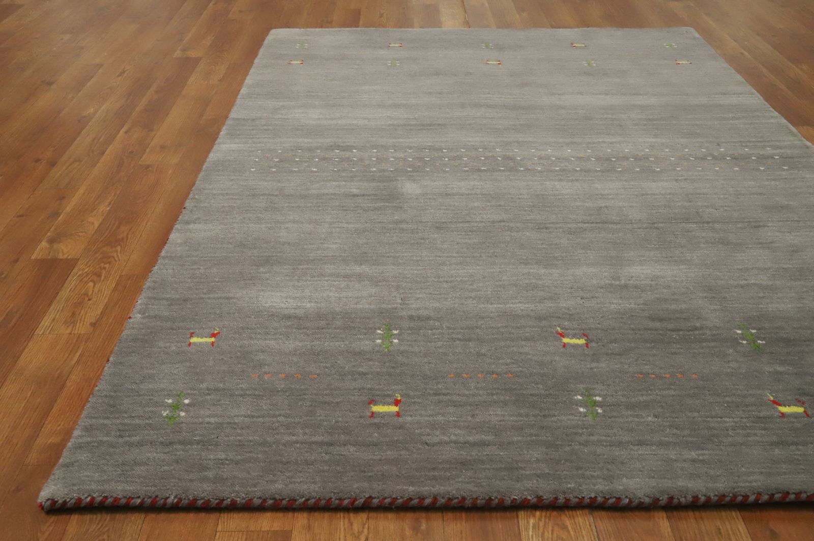Gray Color Gabbeh Area Rug Hand-knotted Wool Rug 4×6 ft