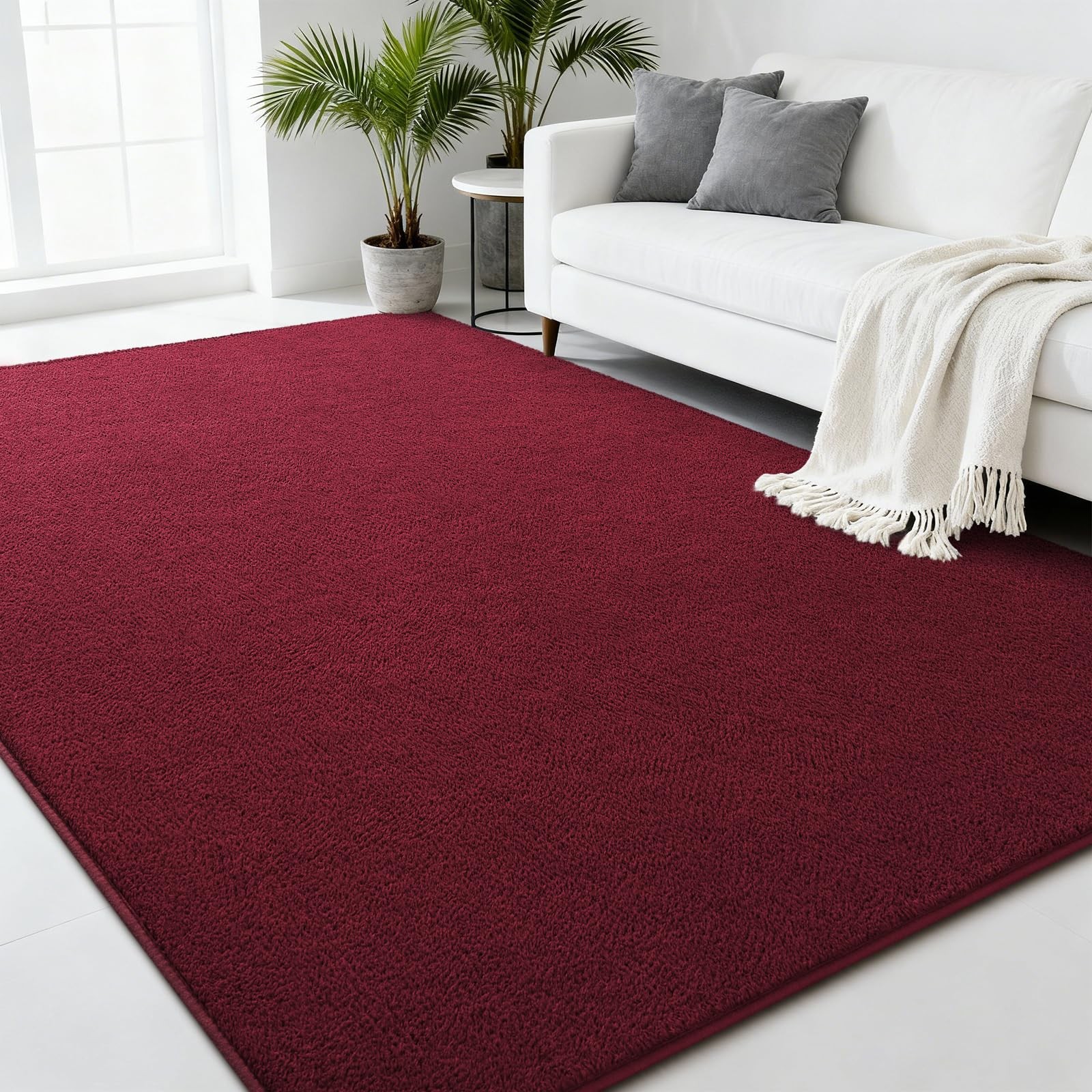 Burgundy Red Area Rugs for Bedroom Living Room, 4×6 Feet Indoor Memory Foam Rug,