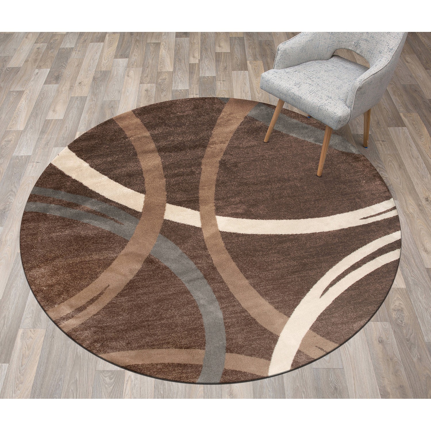 Rugshop Round Rugs for Living Room Abstract Circle Round Carpet Rug 8′ Round Rug