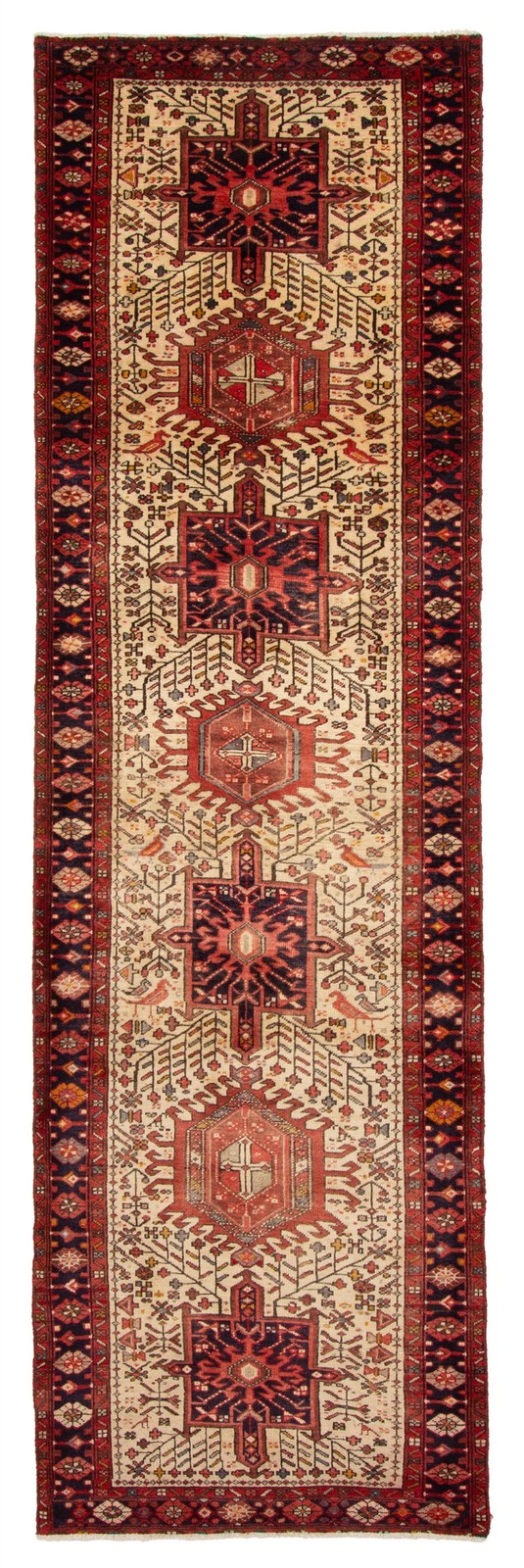 Vintage Hand-knotted Runner Rug 3’1″ x 10’10” Traditional Oriental Wool Carpet