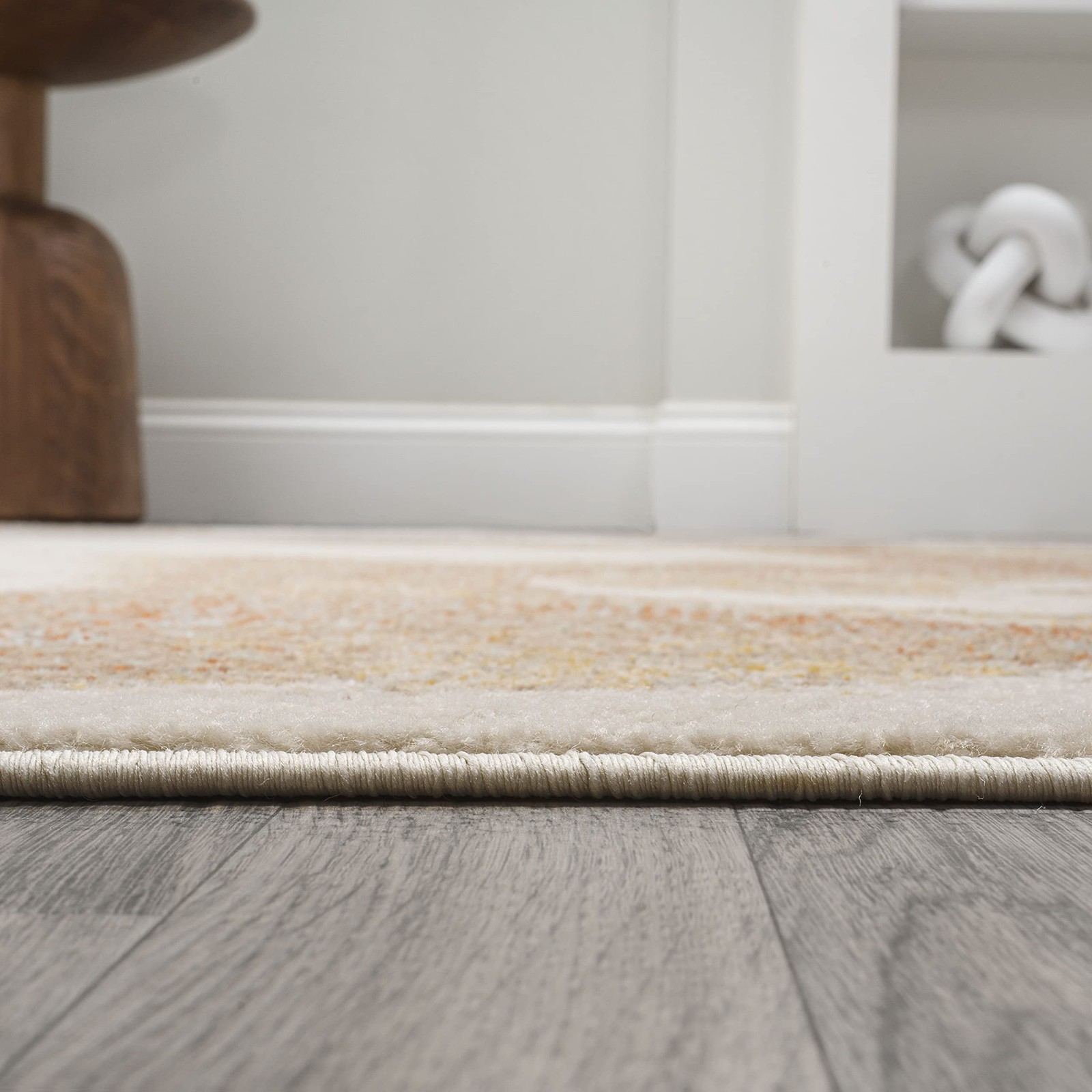 Petalo Abstract Two-Tone Runner Rug 2×8, Orange/Beige/Cream, Contemporary, Mo…