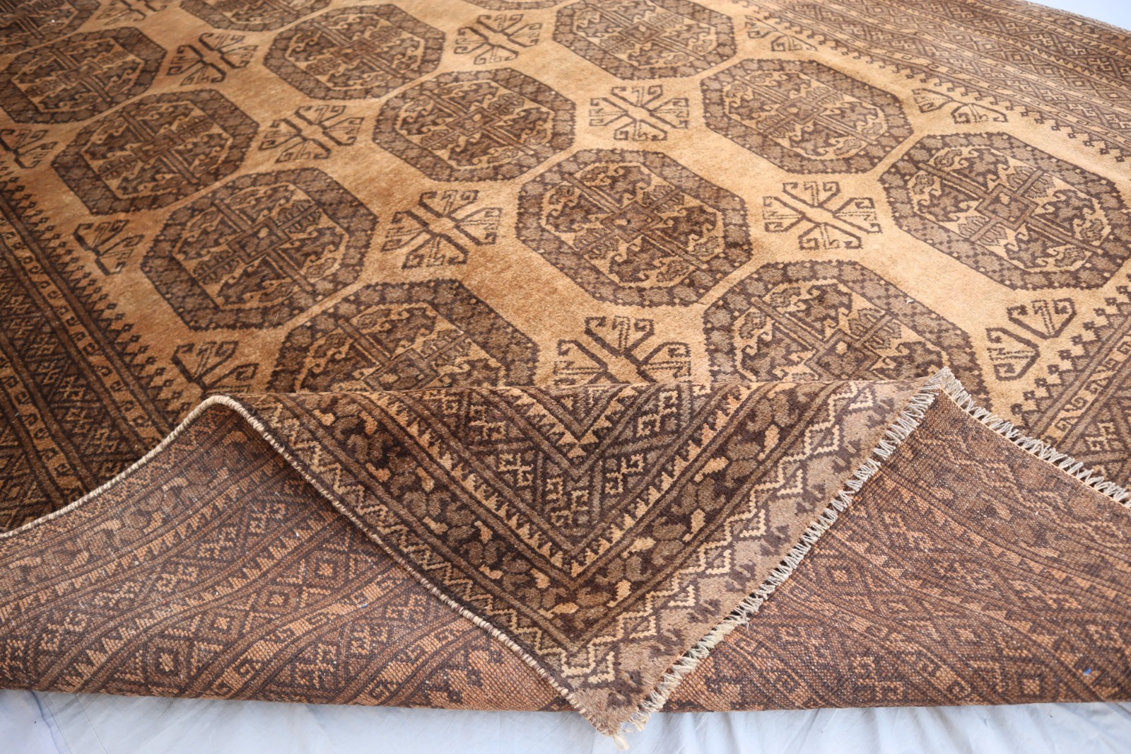 Pale Brown 6’8×9’2 ft Vintage Tribal Ersari Rug, Oriental Rug, Bokhara Filpa Rug