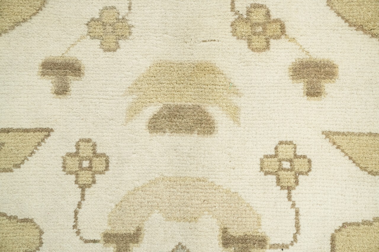 Luxurious12x15 Beige and Gray Large All-Over Oushak Rug Hand-Knotted Wool