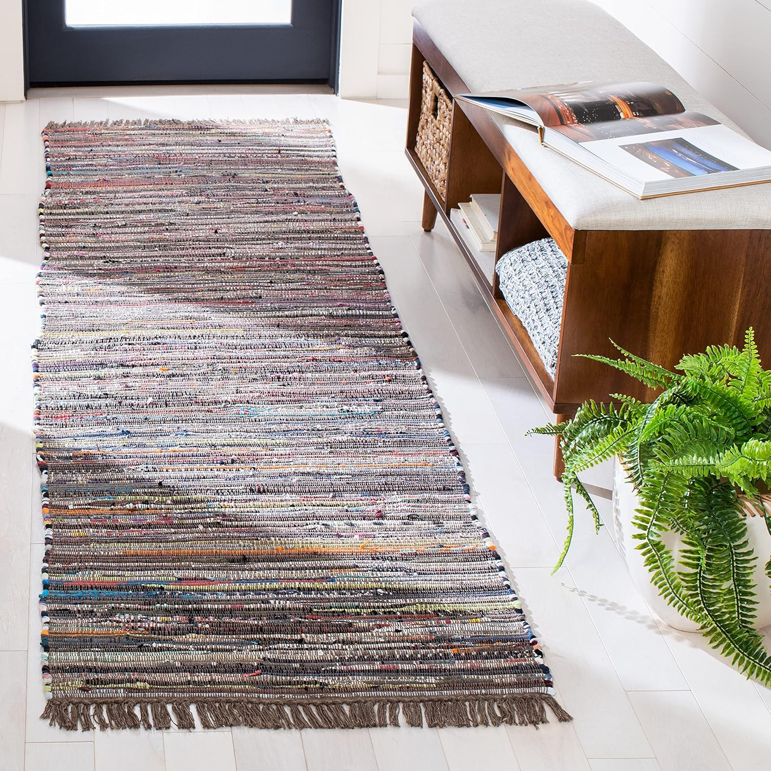Rag Rug Collection Accent Rug – 2’3″ X 5′, Rust & Multi, Handmade Boho Stripe Co