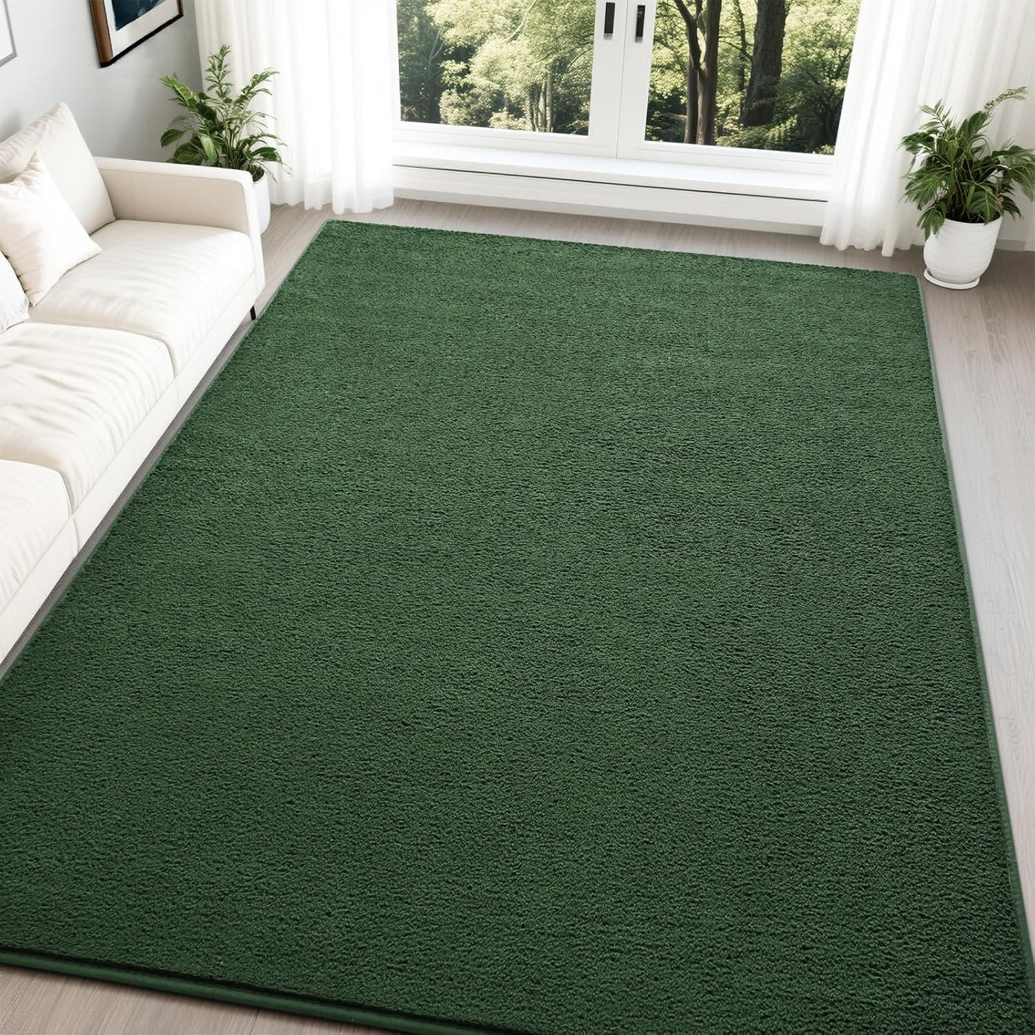 Nuttumico Large Modern Area Rugs for Bedroom Living Room, 4X6 Feet Dark Green Ru