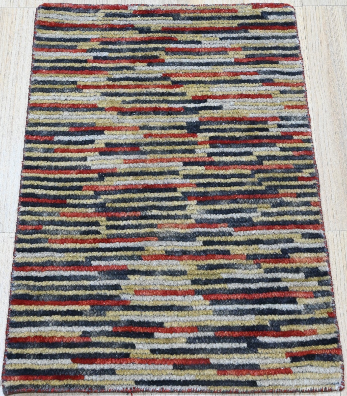 Hand Knotted Wool Rug 3×2 Modern Multi Abstract Oushak Area Carpet Small