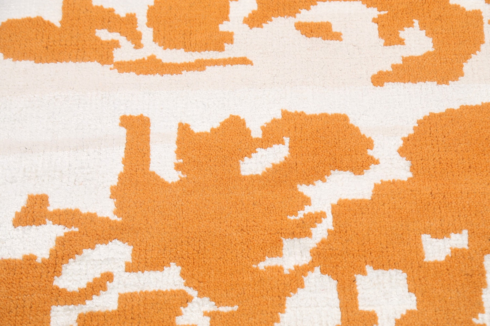 Beige / Orange Handmade Wool & Silk Carpet Contemporary Abstract Area Rug 5×8 Ft