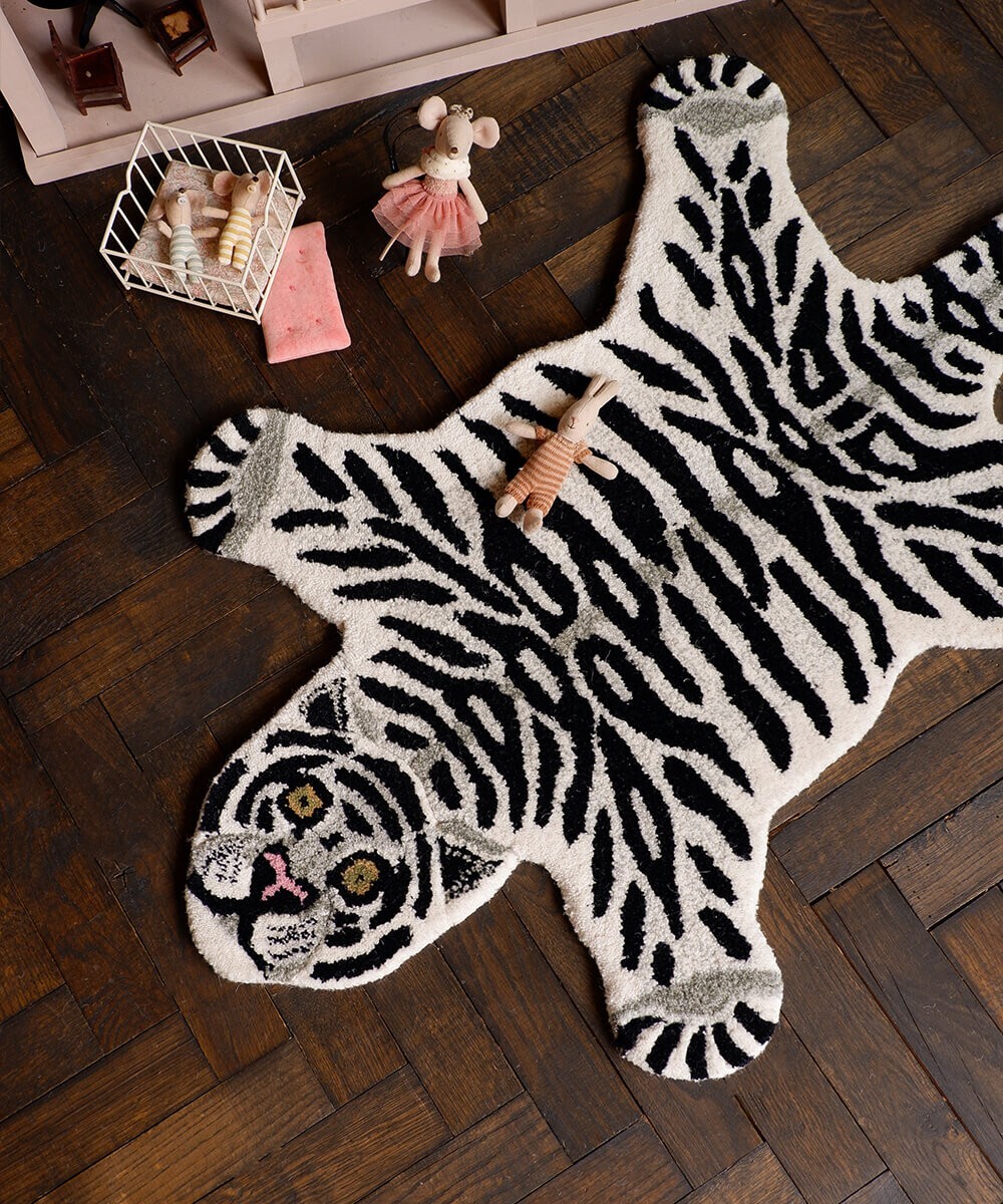 Tiger Rugs 3×5 ft Handmade Hand tufted 100% New Zealand Wool for Any Room Kid