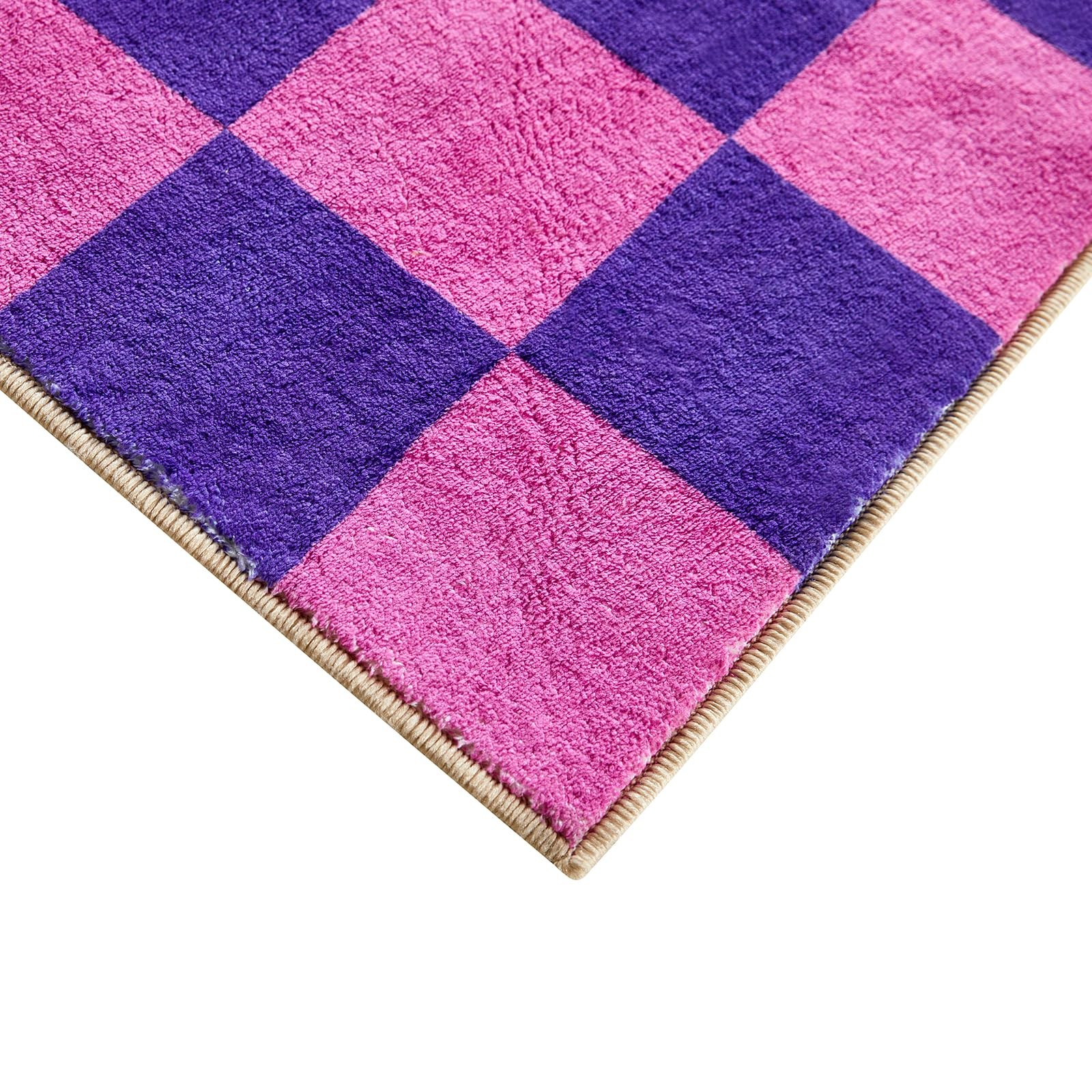 Multicolored Checkerboard Washable Rug 5×7 Ultra Thin Funky Aesthetic Cute Ar…