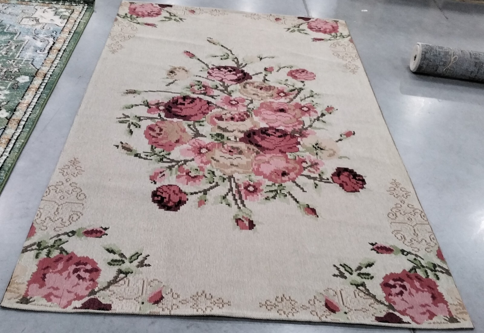 BEIGE / RED 5′ X 8′ Stained Rug, Reduced Price 1172745164 CLV115B-5
