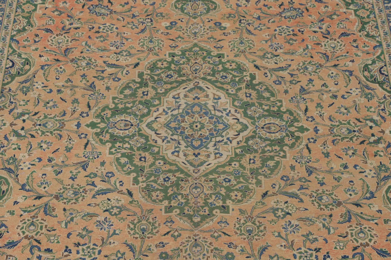 Vintage Muted Light Rust/ Green Ardakan Living Room Rug Handmade Carpet 10’x13′