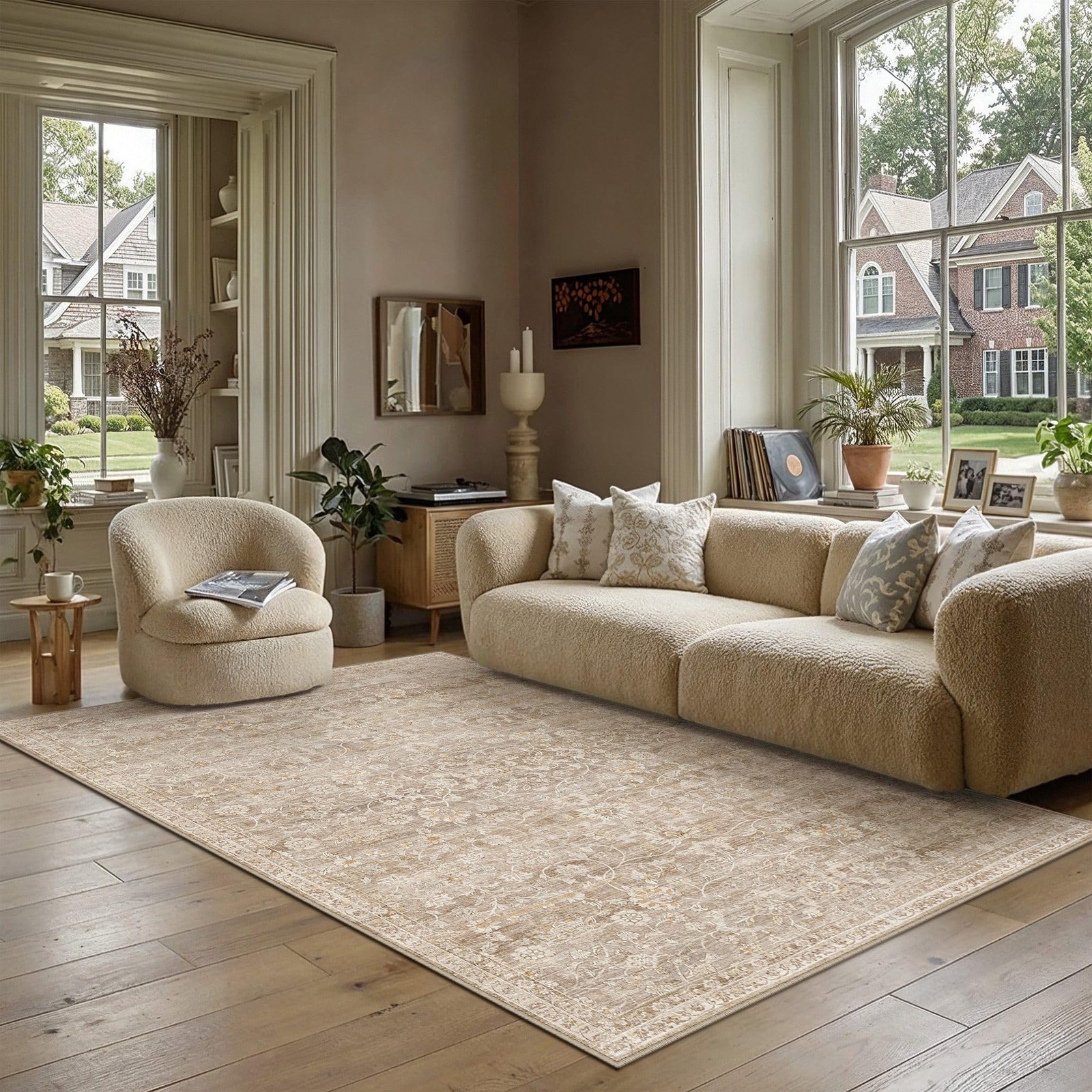 HUGEAR Rug 5×7 Retro Beige