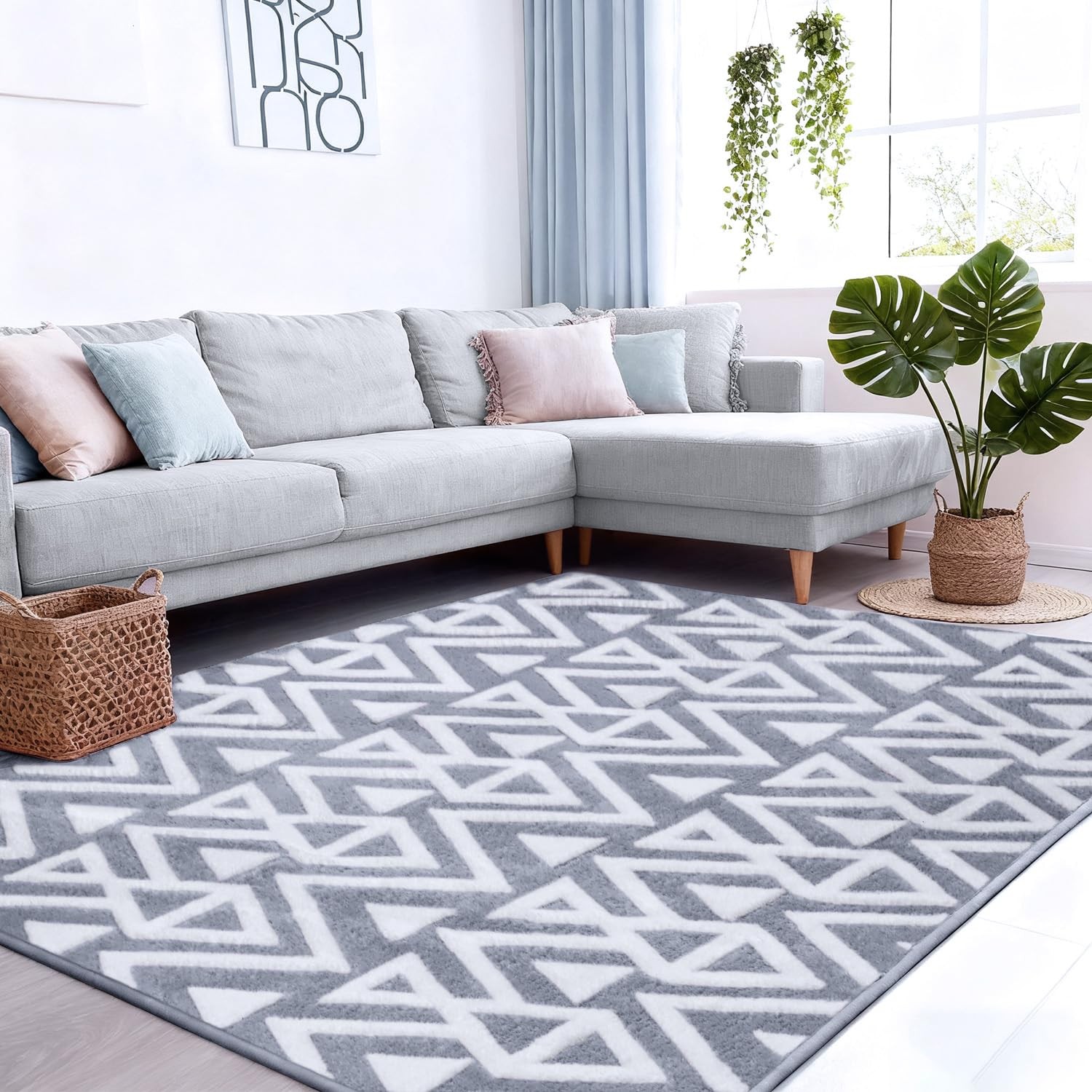 Ompaa Ultra Soft Shaggy Rugs Memory Foam Bedroom Carpet Grey 3 X 5 Feet Plush
