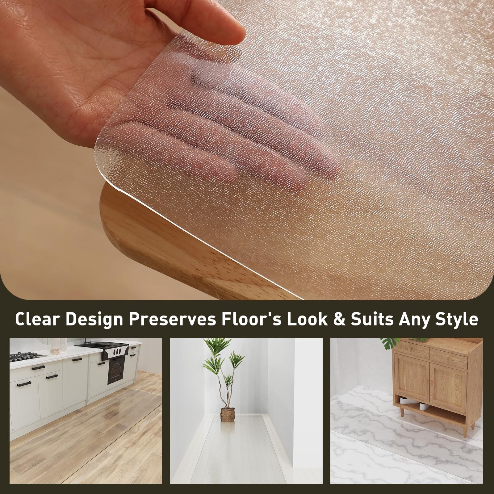 2’x20′ Vinyl Runner Rug for Hallway, Clear Waterproof Kitchen Mat for Floor, …