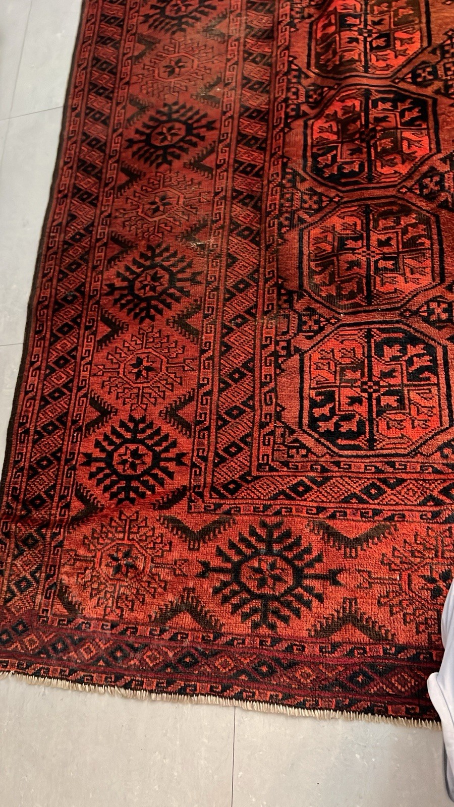 Exquisite Mid-Century Hand-Knotted Afghan Tekke Bokhara Rug – 11.8 ft x 7.9 ft