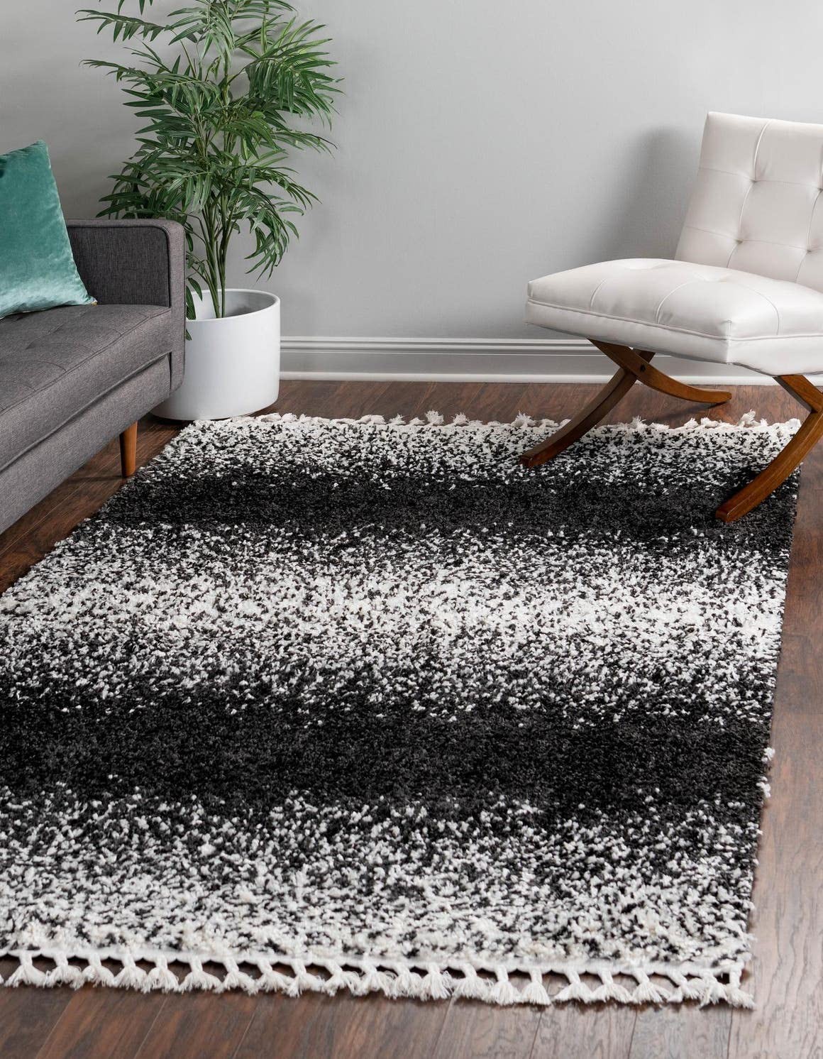 Unique Loom Hygge Shag Collection Area Rug – 2 2 X 3 1 Rectangle Black And