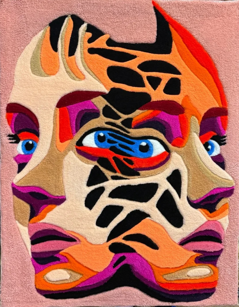 Abstract Face Area Rug Modern Tufted Carpet Colorful Arts