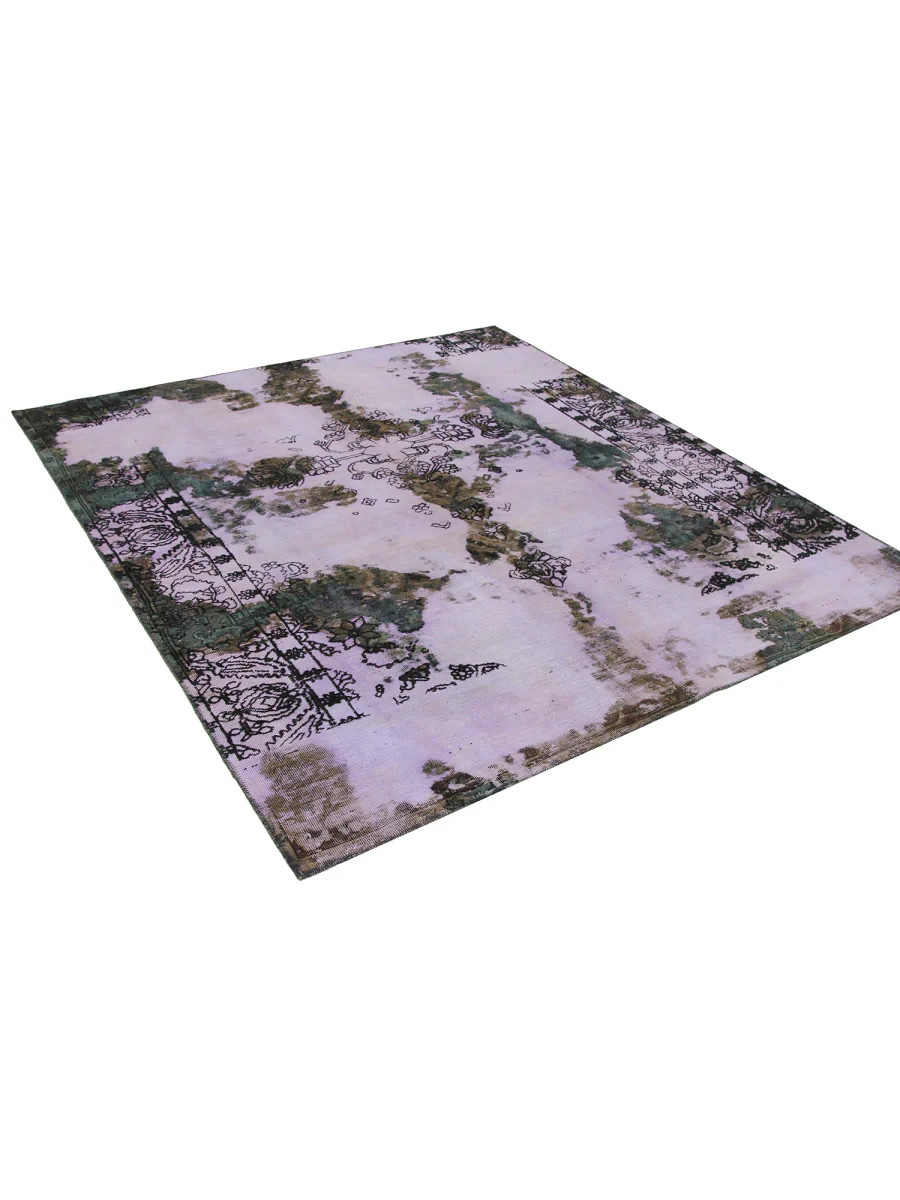6×7 Vintage Overdyed Wool Rug – Hand Knotted Geometric Rug – Free US Shipping