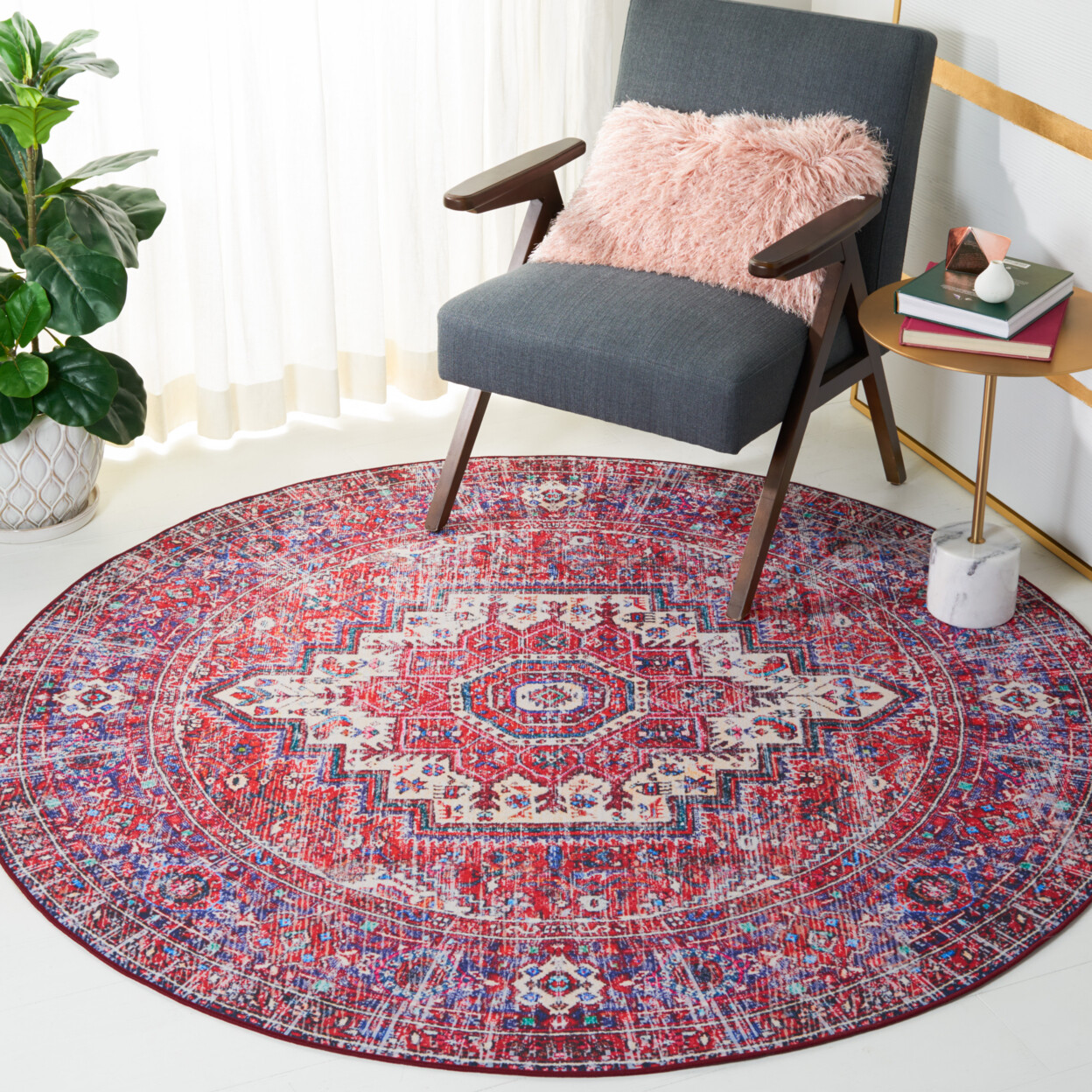 SAFAVIEH Tucson Collection TSN198Q Red / Blue Rug