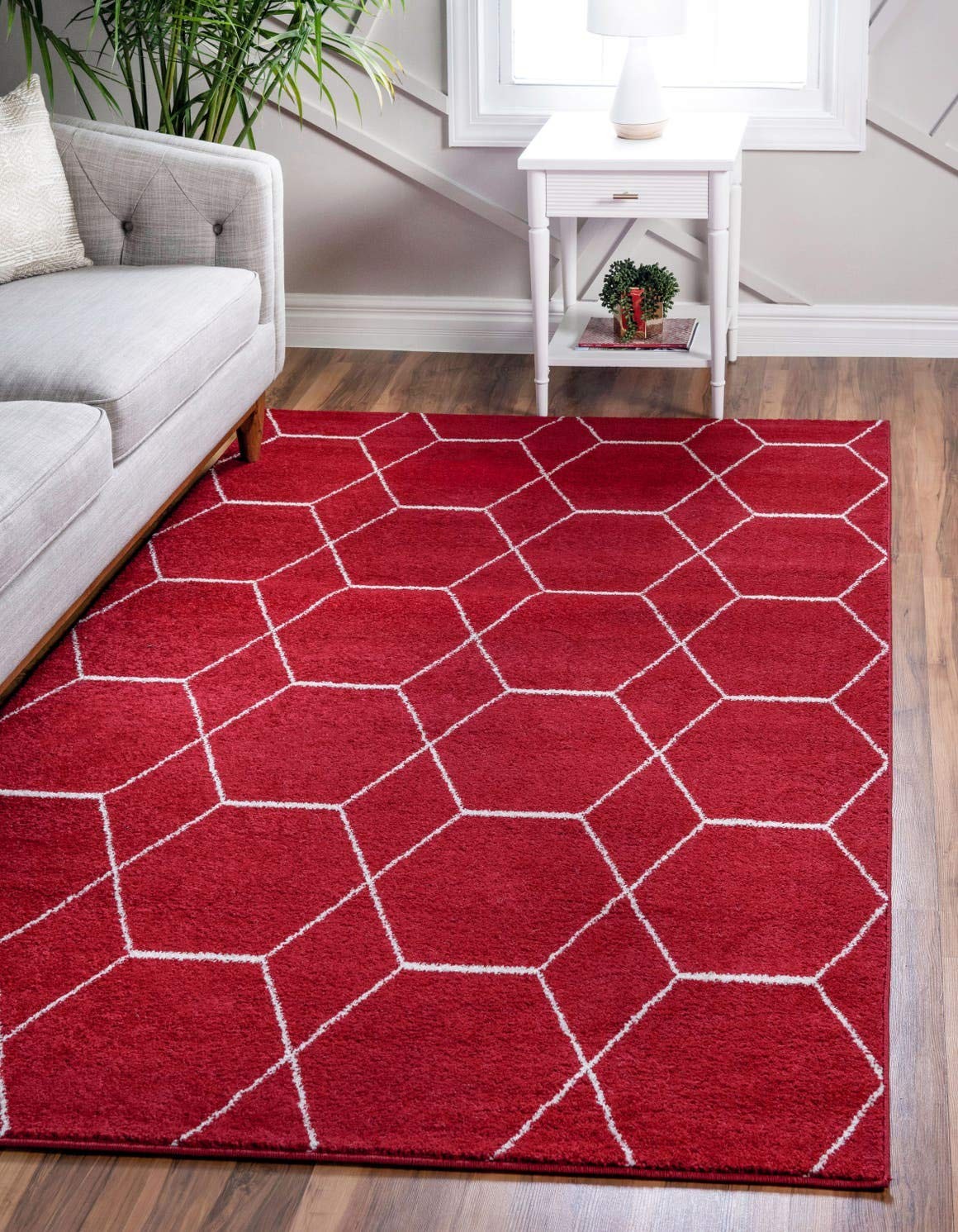Unique Loom Trellis Frieze Collection Area Rug – 4 1 X 6 1 Red/ Ivory