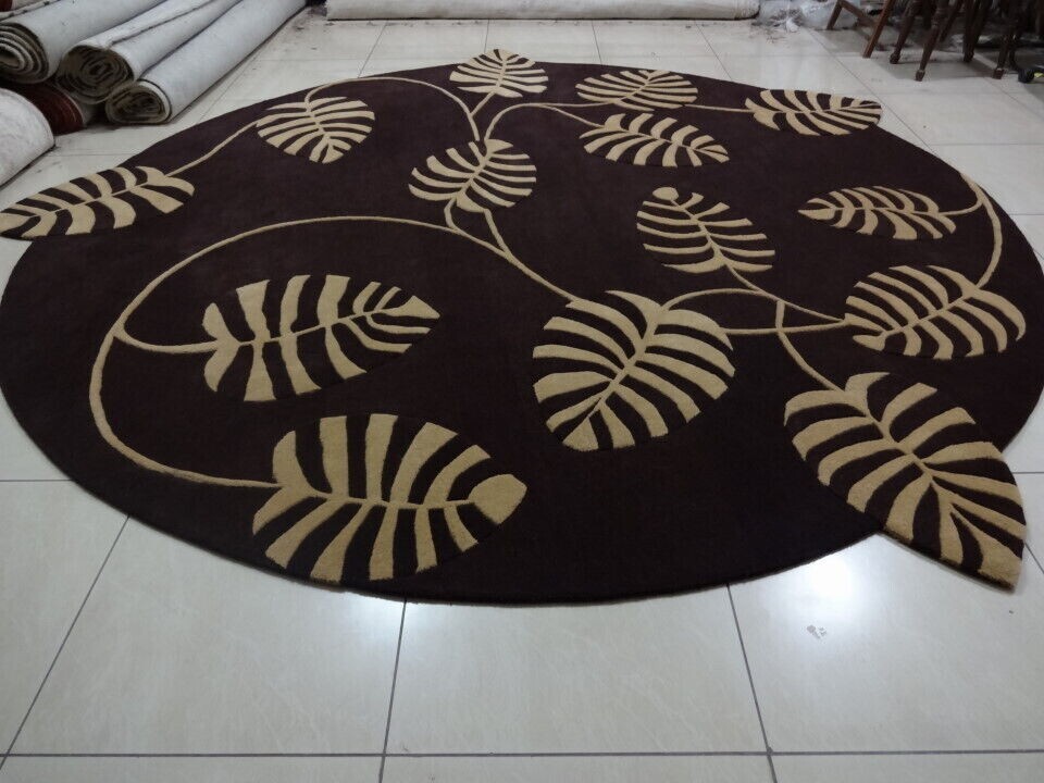 Black Knight Rugs Modern Round Thick Handmade Tufted Wool Area Rug Woolen Carpet