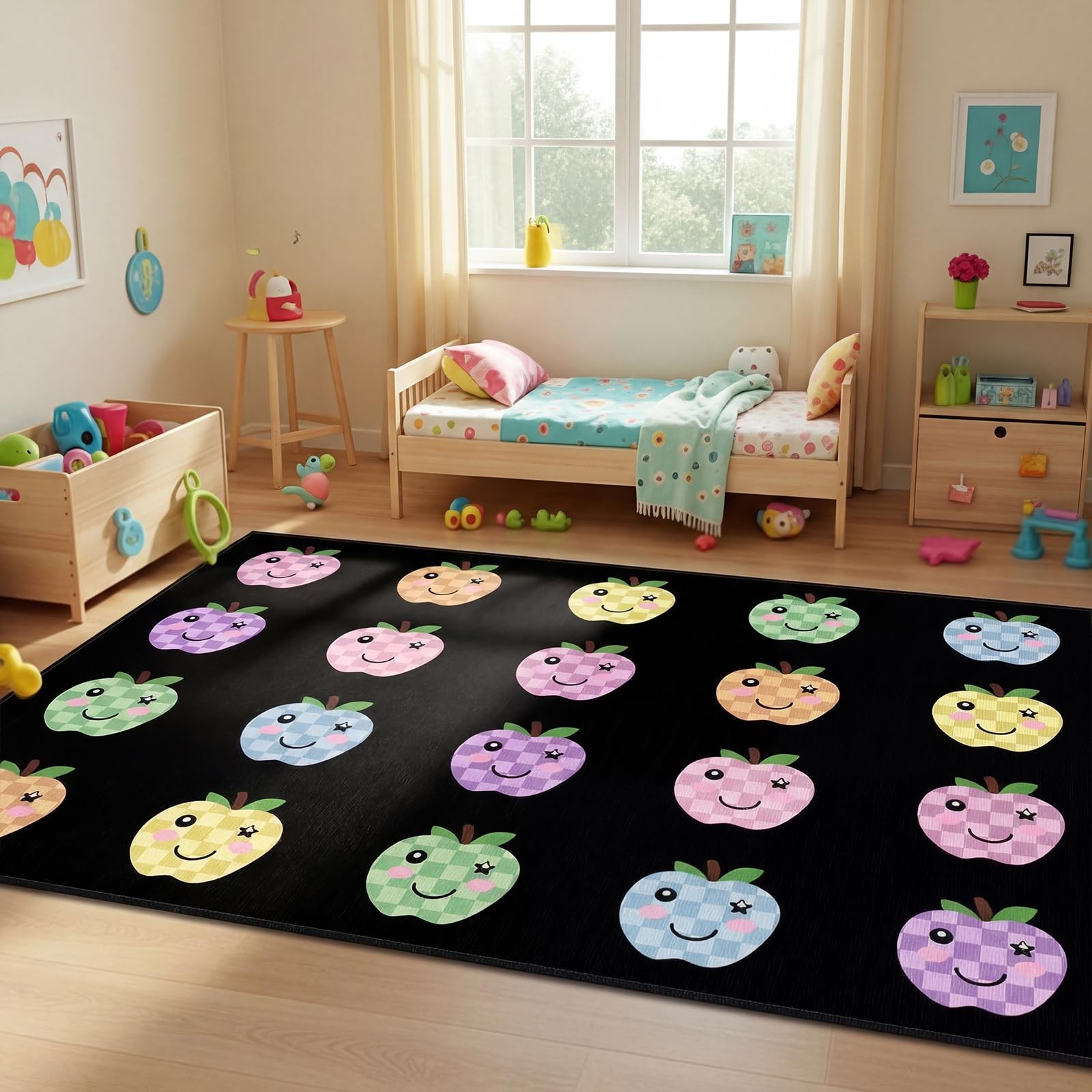 Classroom Rug Elementary Educational Daycare Rug 11.8 x 6.6 ft Plaid Pastel A…