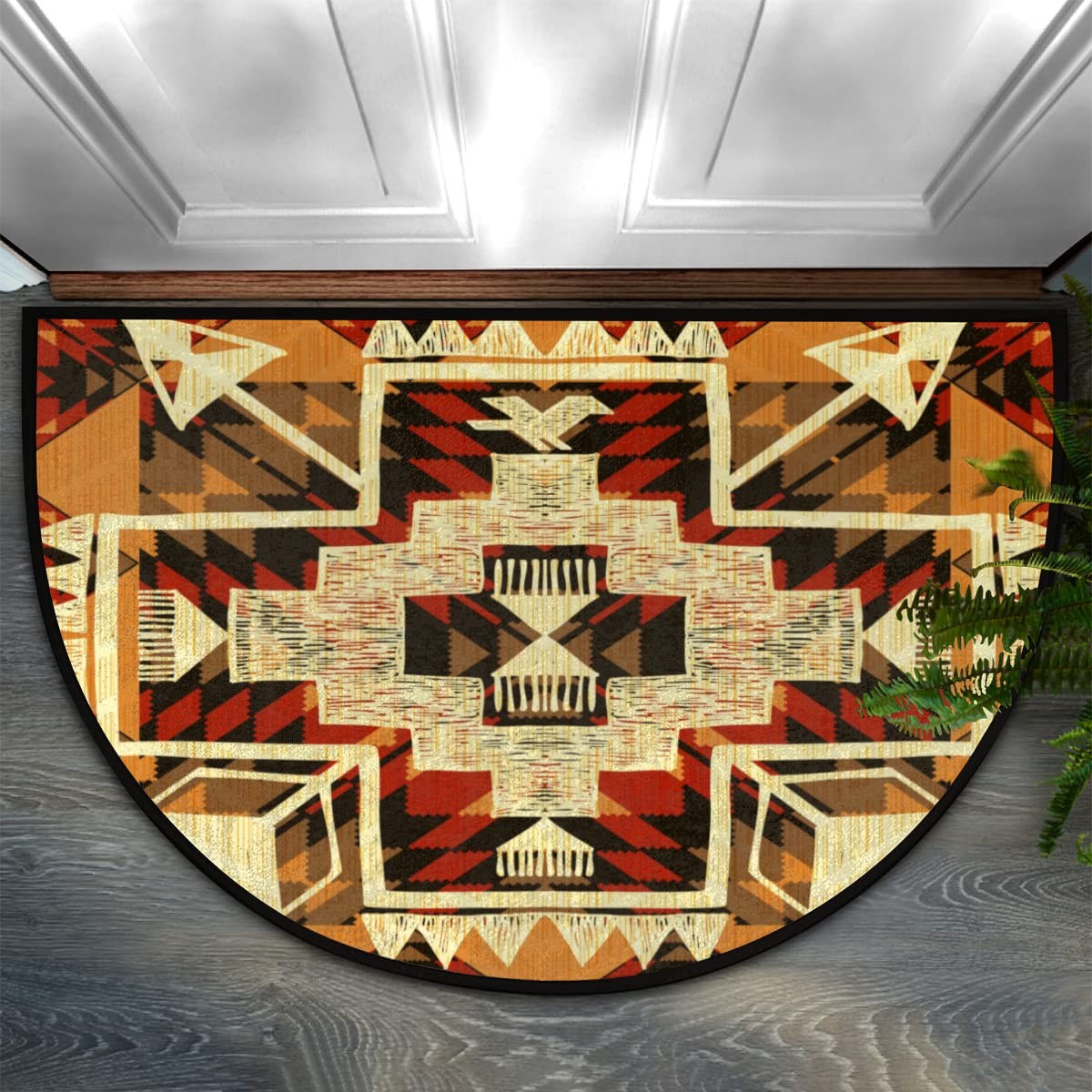 Native American Arrow Style Half Round Door Mat Indoor Entrance 24X36″ Ethnic…