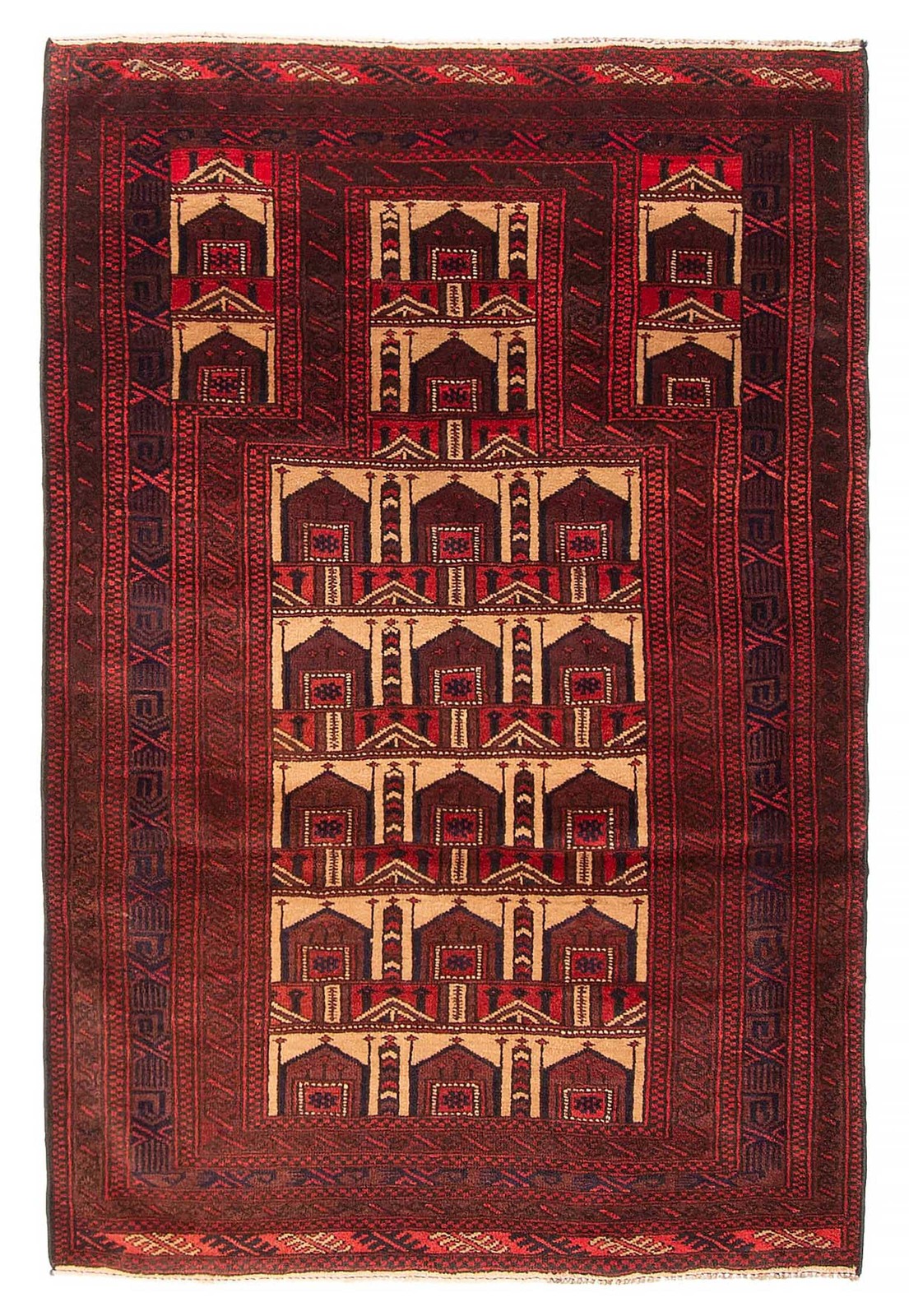 Vintage Hand-Knotted Area Rug 3’1″ x 4’7″ Traditional Oriental Wool Carpet