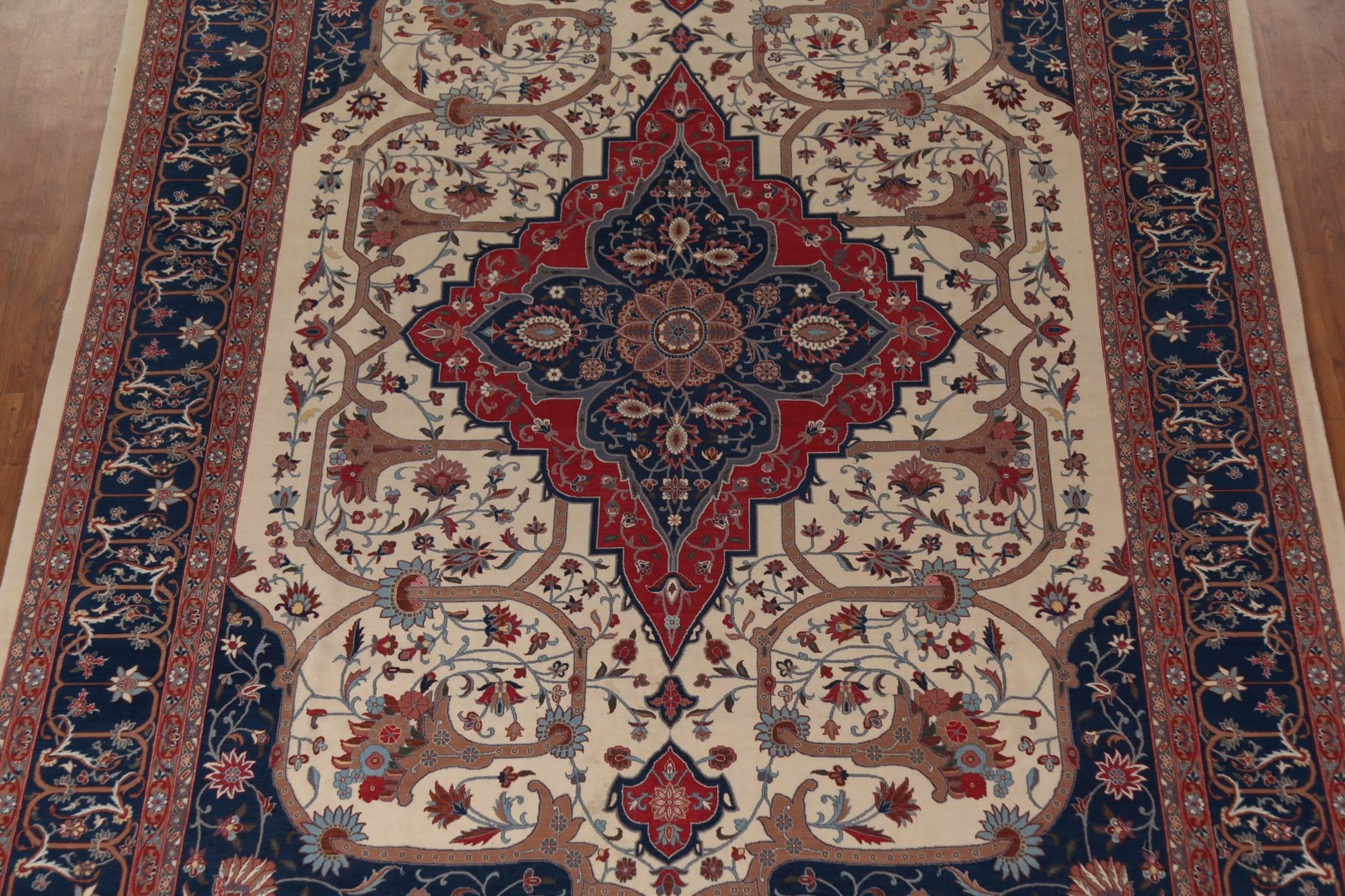 Vegetable Dye Aubusson Chinese Area Rug 9×12 Ivory Wool Handmade Room Size Rug