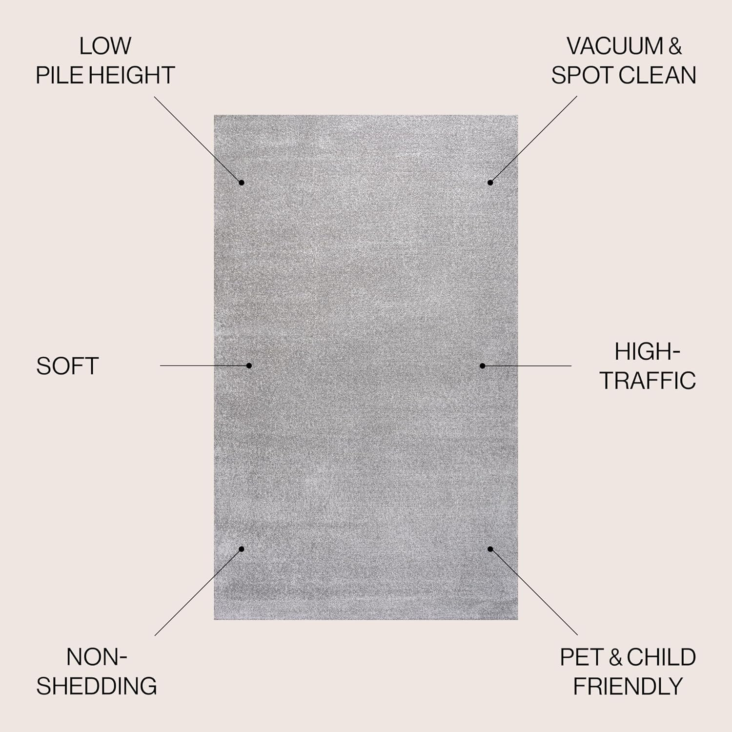 Haze Solid Low-Pile Light Gray 4′ round Indoor Area Rug, Coastal,Bohemian,Minima