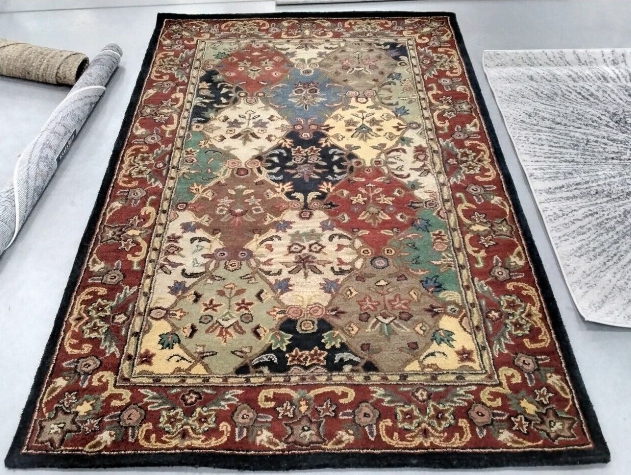 MULTI / BURGUNDY 5′ X 8′ Back Stain Rug, Reduced Price 1172717645 HG911A-5