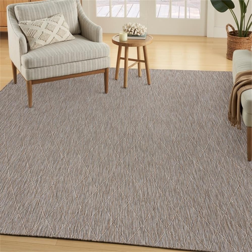 Pemberly Row 108″x144″ Polypropylene Fabric Rug in Gray/Mocha