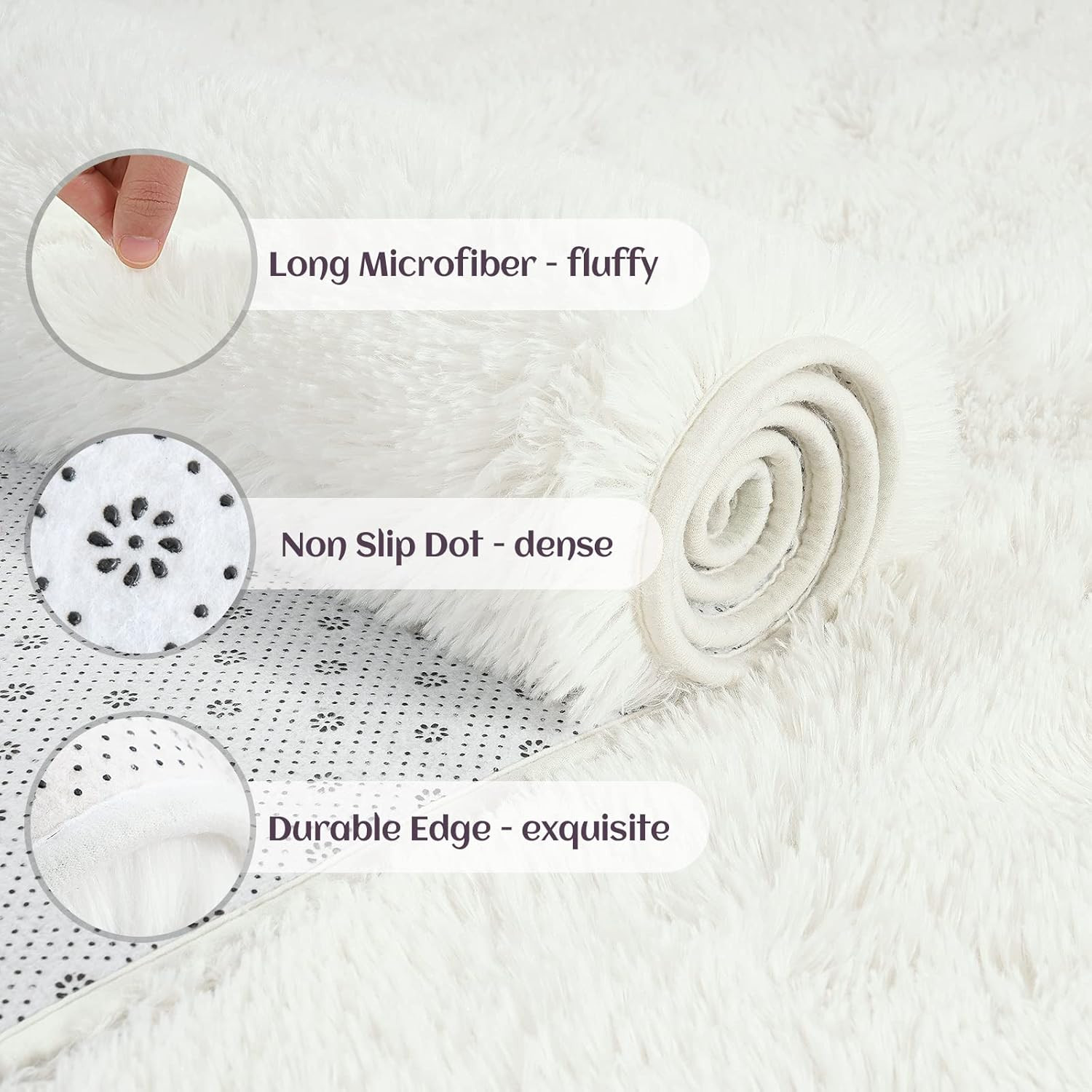 Fluffy Runner Rugs for Bedroom Living Room Soft Shag Rug Plush 2X6 Feet Cream