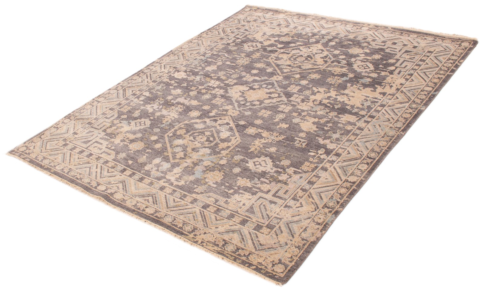 Traditional Dark Grey Hand-knotted Area Rug 7’10” x 9’9″ Oriental Wool Carpet
