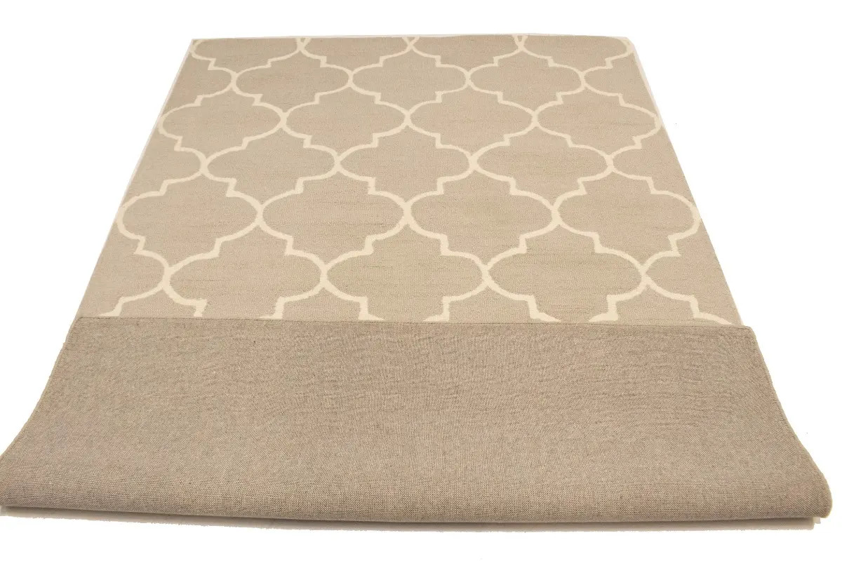 Cream & Beige Trellis Design Contemporary 5X8 Hand-Tufted Modern Rug Wool Carpet