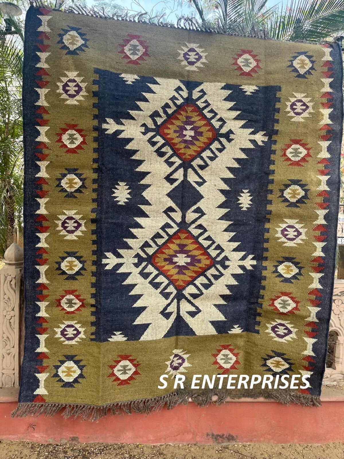 Handmade Wool jute kilim rug boho rug natural jute rug handwoven rugs for Area