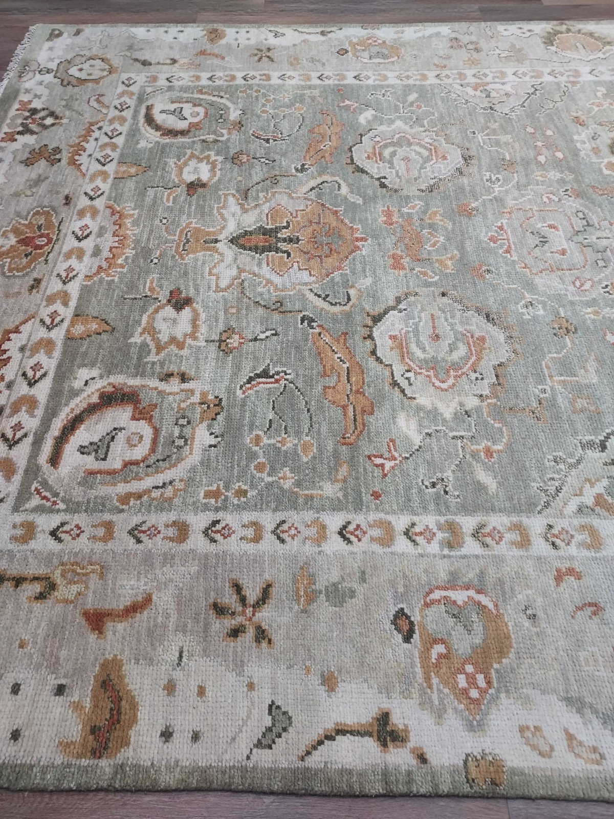 TURKISH OUSHAK RUG.MODERN MULTICOLORED AREA RUG 9×12 Ft, HANDMADE BOHEMIAN RUG