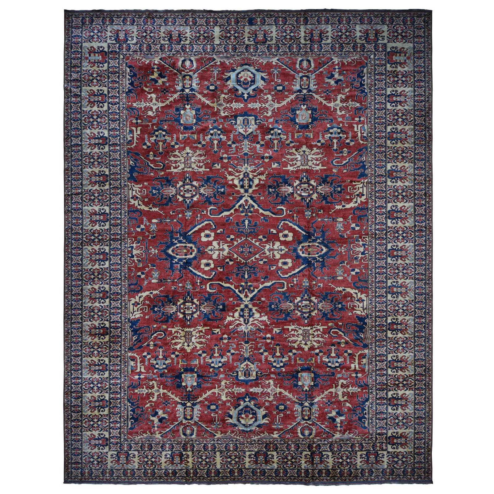 15’9″x19’10” Brick Red Super Kazak Pure Wool Hand Knotted Oversized Rug R87978