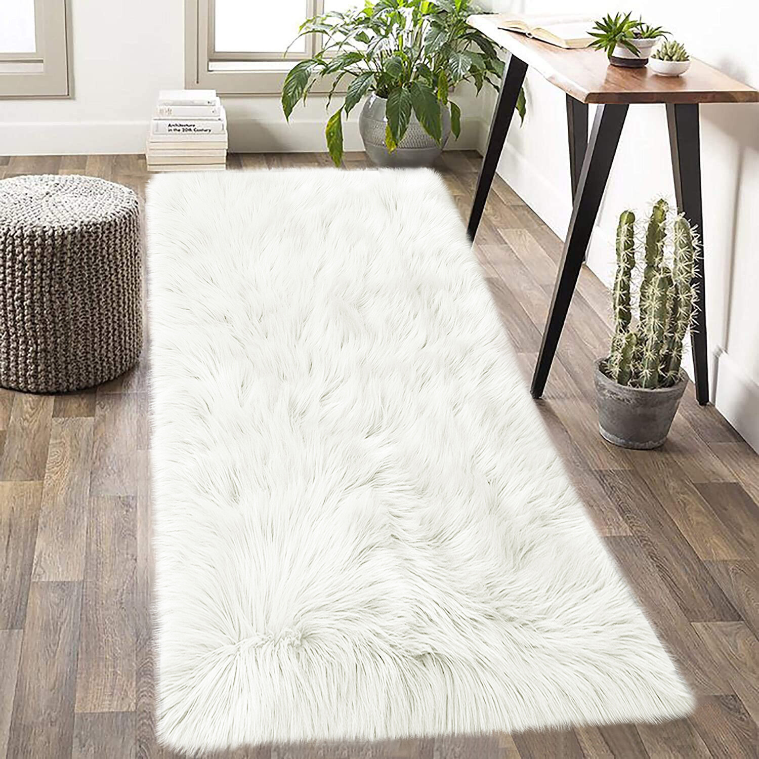 Faux Sheepskin Rug 2×6 2×5 Super Soft Fluffy Runner Rug Black/Pink/White/Grey