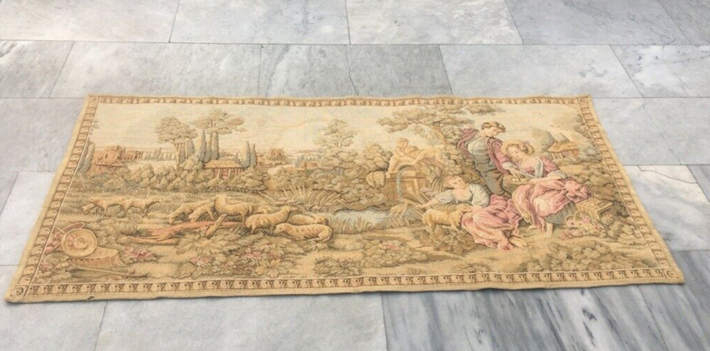 Vintage Tapestry, French Tapestry Pictorial Romantic Tapestry Home Decor 2×5 ft