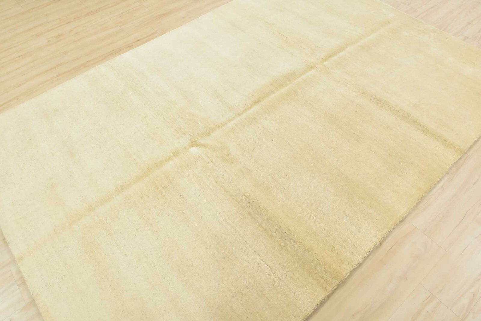 Solid Ivory Rug 6’1” x 9’1” Wool Contemporary Hand-Knotted Carpet